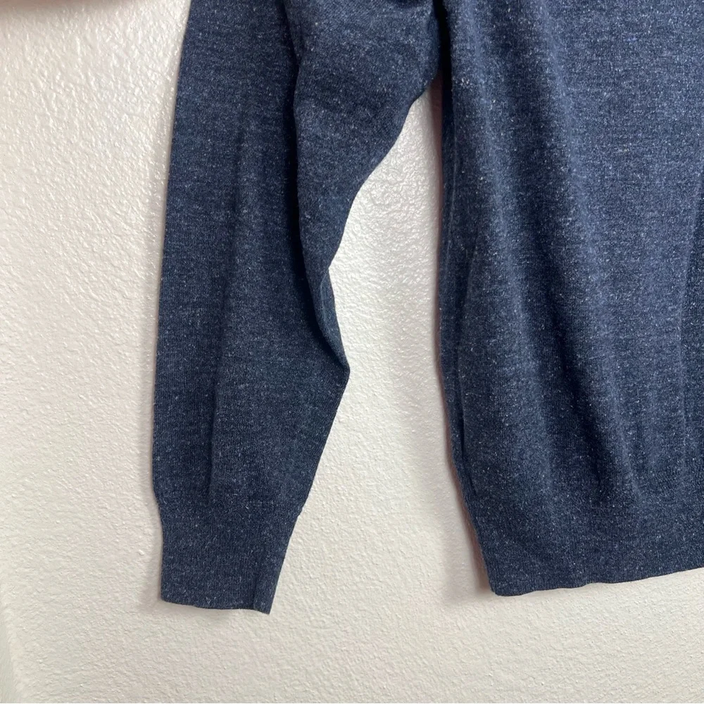 J.CREW Sweater Men’s M Cotton Silk Donegal Henley Pullover Blue‎ Flecked Preppy